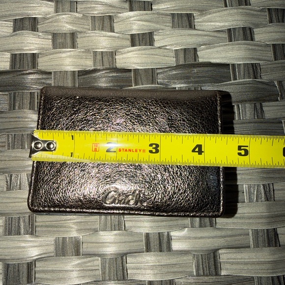 Coach Metallic Leather Bifold Wallet ID Window Bronze Gunmetal - Picture 14 of 16